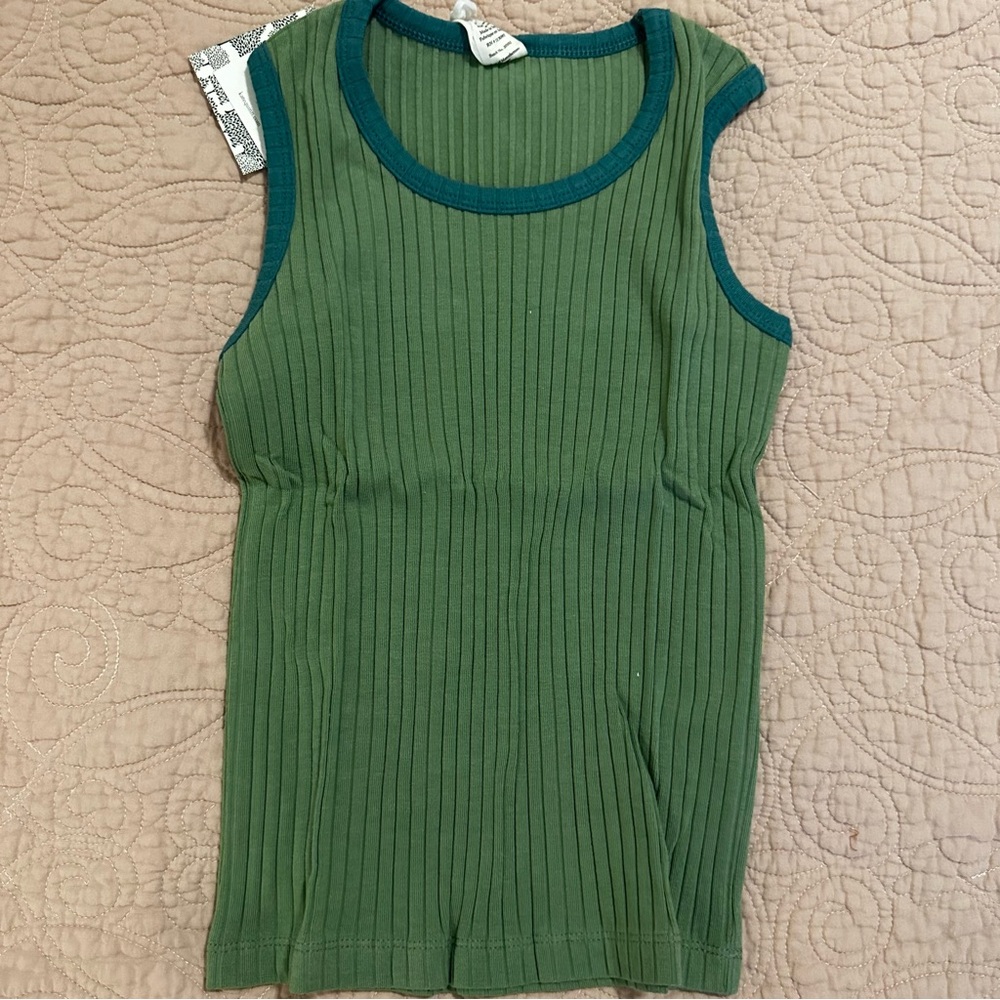 Kate Quinn Green Ribbed Knit Tank Top